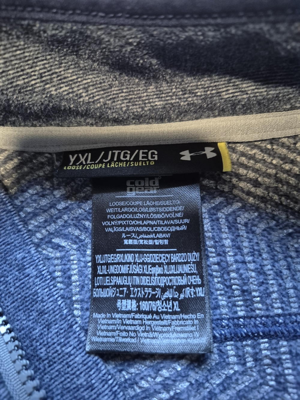 Under Armour Kid's Full-Zip Heathered Navy Jacket Size Youth XL - Picture 6 of 7